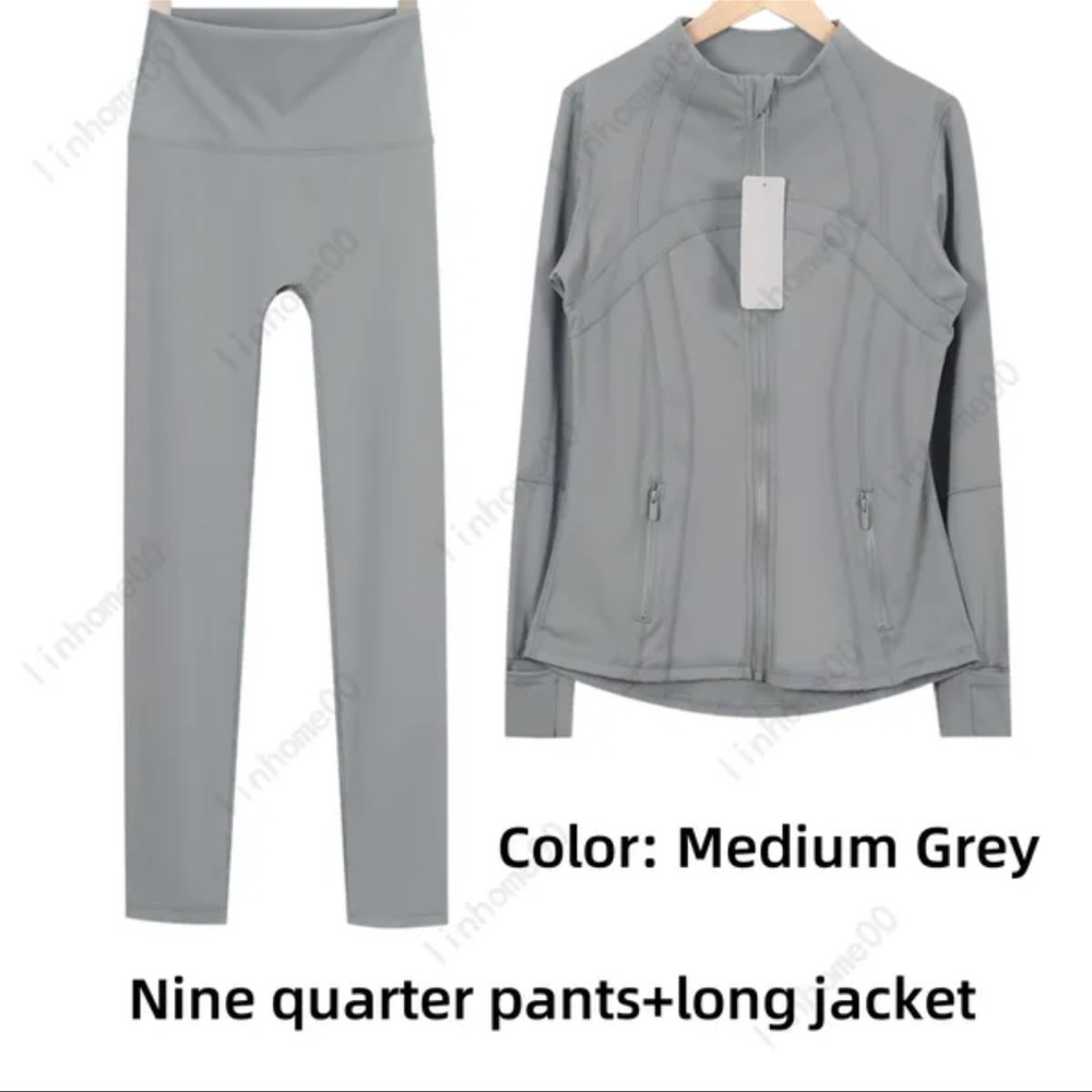 NWT Lululemon Athletica size 8 Women's Gray Leggings and Yoga Jacket